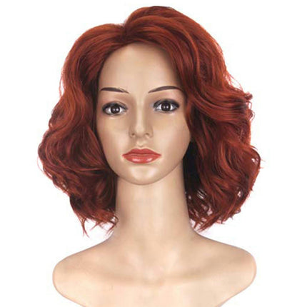 Lace Front Short Curly Burgundy Red Cosplay Party Wig Synthetic Short Curly Bob Wig Shoulder Wigs