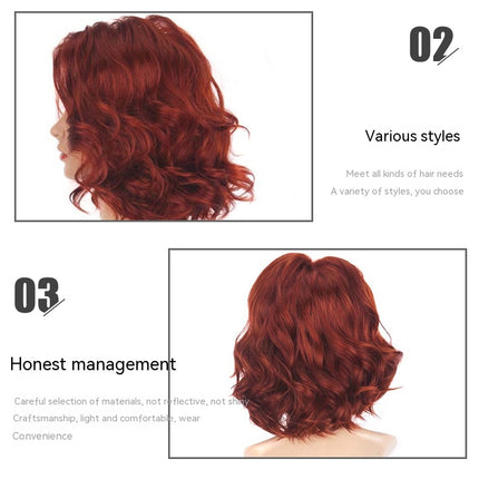 Lace Front Short Curly Burgundy Red Cosplay Party Wig Synthetic Short Curly Bob Wig Shoulder Wigs