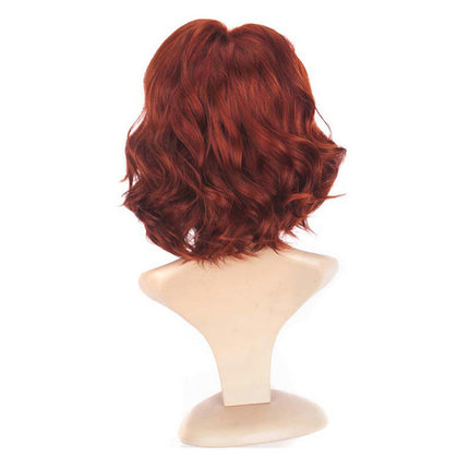 Lace Front Short Curly Burgundy Red Cosplay Party Wig Synthetic Short Curly Bob Wig Shoulder Wigs