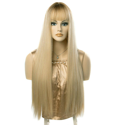 WIG Longs Straight Wig With Bangs Women'S Natural Synthetic Hair Wig For Daily Use And Girl Cosplay