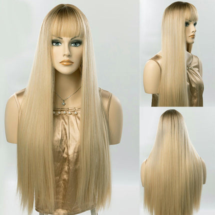 WIG Longs Straight Wig With Bangs Women'S Natural Synthetic Hair Wig For Daily Use And Girl Cosplay