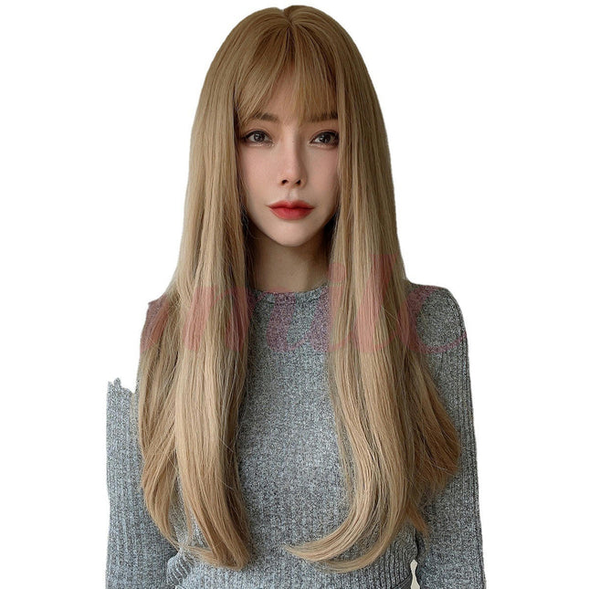 Long Straight Hair Wigs for Women's With Bangs Long Hair Lace Front Wigs, Wigs with Synthetic