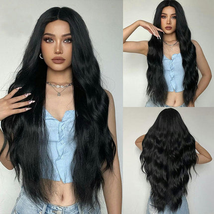 Long Black Wavy Wig for Women Long Hair Lace Front Wigs, Wigs with Synthetic for Daily Party