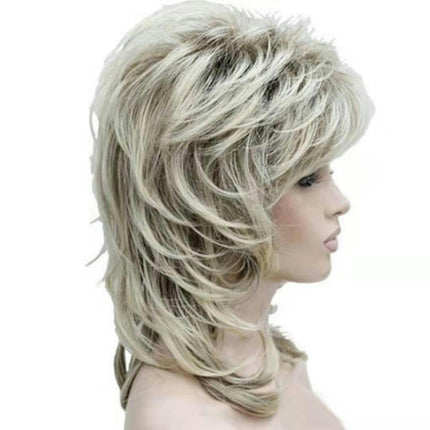 Short Blonde Wig with Bangs for Women Wig Ombre Blonde Wig Synthetic Wavy Curly Wigs Natural Hair Fluffy