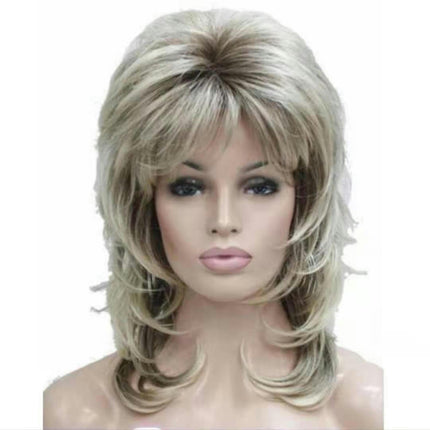 Short Blonde Wig with Bangs for Women Wig Ombre Blonde Wig Synthetic Wavy Curly Wigs Natural Hair Fluffy