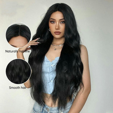 Long Black Wavy Wig for Women Long Hair Lace Front Wigs, Wigs with Synthetic for Daily Party