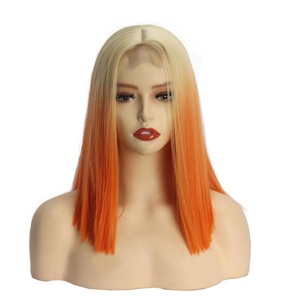 Straight Hair Ombre Wigs Straight Short Length Cosplay Costume Wigs for Women Dark Roots Synthetic Wigs