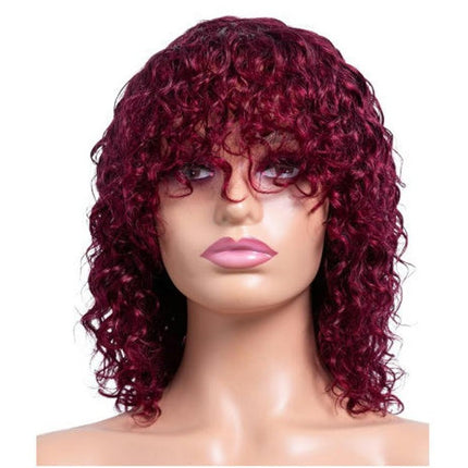 Short Curly Afro Wig With Bangs for Black Women Kinky Curly Hair Wig Afro Synthetic Full Wigs