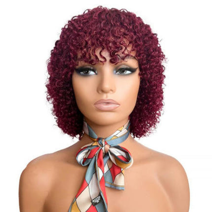 Short Curly Afro Wig With Bangs for Black Women Kinky Curly Hair Wig Afro Synthetic Full Wigs