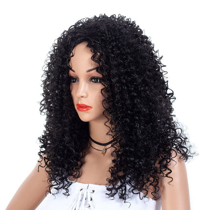 Deep Curly Wigs for Black Women Long Afro Curly Wig Natural Black Color Synthetic Wigs