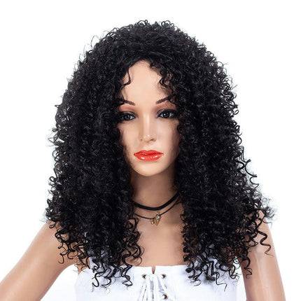 Deep Curly Wigs for Black Women Long Afro Curly Wig Natural Black Color Synthetic Wigs