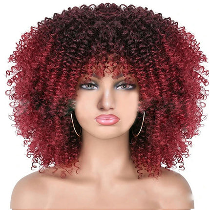 Short Curly Wigs Big Curly Wigs for Black Women Afro Curly Wigs with Bangs Synthetic Curly Hair Wig