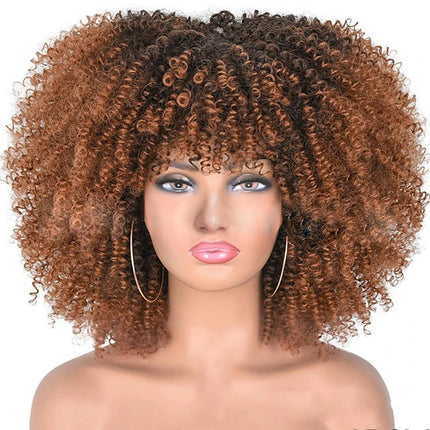 Short Curly Wigs Big Curly Wigs for Black Women Afro Curly Wigs with Bangs Synthetic Curly Hair Wig