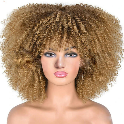 Short Curly Wigs Big Curly Wigs for Black Women Afro Curly Wigs with Bangs Synthetic Curly Hair Wig