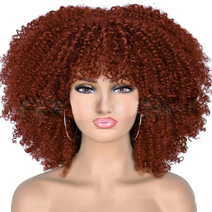 Short Curly Wigs Big Curly Wigs for Black Women Afro Curly Wigs with Bangs Synthetic Curly Hair Wig