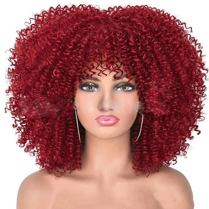 Short Curly Wigs Big Curly Wigs for Black Women Afro Curly Wigs with Bangs Synthetic Curly Hair Wig