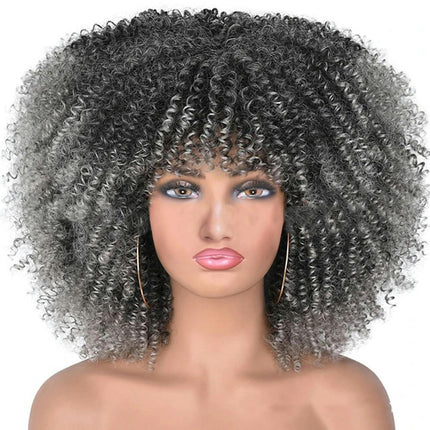 Short Curly Wigs Big Curly Wigs for Black Women Afro Curly Wigs with Bangs Synthetic Curly Hair Wig