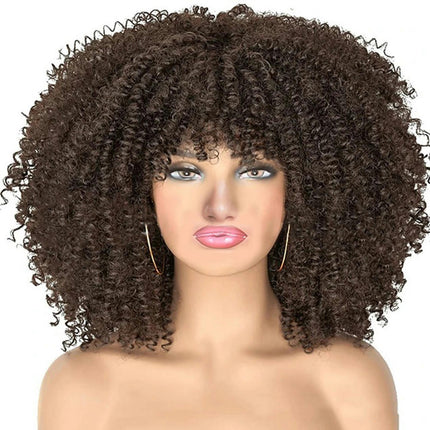 Short Curly Wigs Big Curly Wigs for Black Women Afro Curly Wigs with Bangs Synthetic Curly Hair Wig