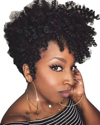 Short Afro Curly Fluffy Wavy Synthetic Hair Wigs for Black Women Black Afro Curly Wigs with Bangs