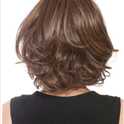 Wavy Hair Bob Short Wigs for White Women Ombre Wig with Bangs Straight Bob Wigs Heat Synthetic Wigs