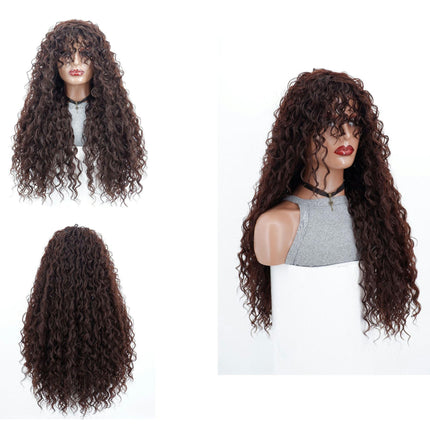 Long Curly Afro Wig With Bangs for Black Women Kinky Curly Hair Wig Afro Synthetic Wigs