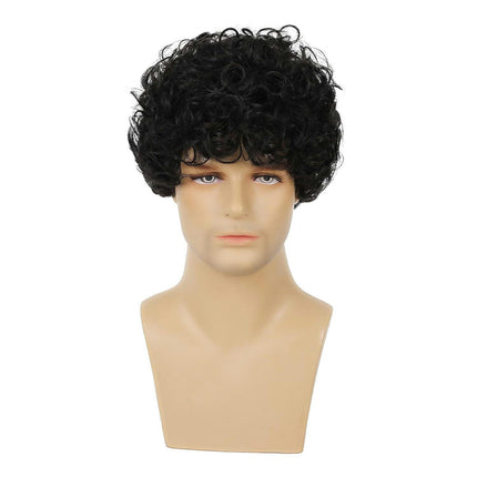 Wigs for Fluffy Short Wig Brown Curly Mens Wigs with Bangs Synthetic Hair Natural Wigs for Men