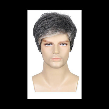 Men's Wigs for Fluffy Short Hair Short Straight Short Curly Hair Synthetic Wigs with Bangs for Men