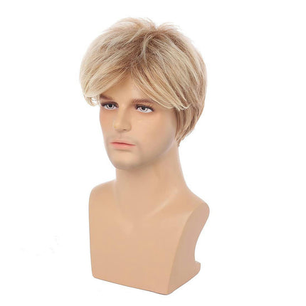 Blonde Wig for Men, Natural Fluffy Realistic Wig for Men with Bangs Wig for Daily Party Use