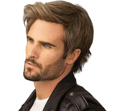 Mens Wig, Short Hair Wig Synthetic Wigs, Halloween Wigs for Men Realistic Wig Caps Men's Costume Wig