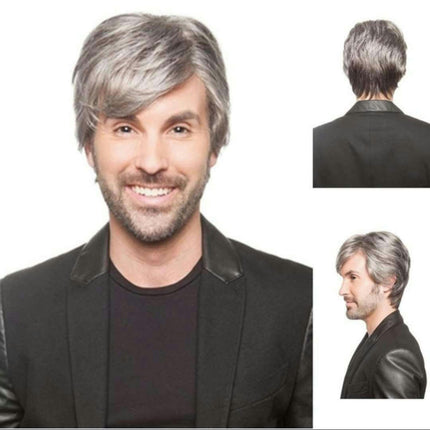 Synthetic Wigs Wig for Men, Natural Fluffy Wig for Men with Bangs Wig for Daily Use