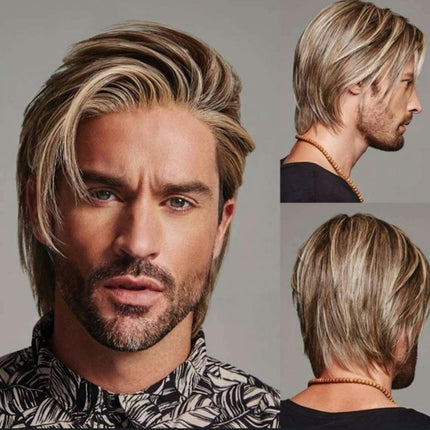 Synthetic Wigs Wigs For Mens , Mens Brown Wig, Natural Daily Use Hair Suitable for Cosplay Wig