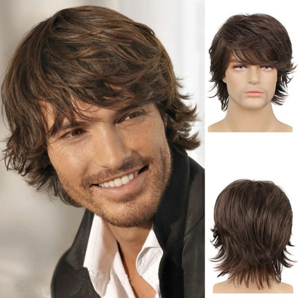 Synthetic Wigs with Bangs Wigs for Men Short Curly Fluffy Cosplay  Wig Layered