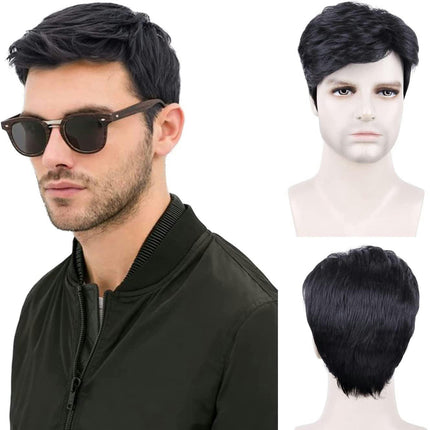 Mens Wig, Short Curly Hair Wig Synthetic Wigs, Halloween Wigs for Men Realistic Wig