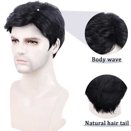 Mens Wig, Short Curly Hair Wig Synthetic Wigs, Halloween Wigs for Men Realistic Wig