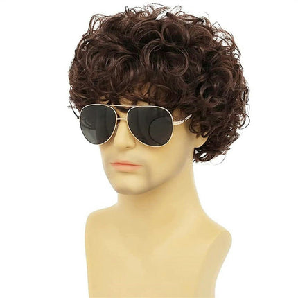 Men Afro Human Hair Wig Short Kinky Curly Black Wig Party Cosplay Wigs for Men Daily Wig