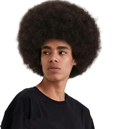 Men Afro Human Hair Wig Short Kinky Curly Black Wig Party Cosplay Wigs for Men Daily Wig