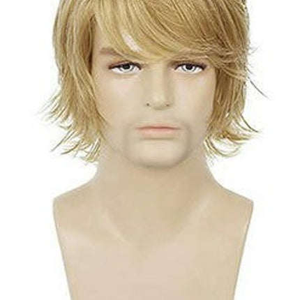 Natural Curly Men's Wig Short Straight Hair Wig Men's Curly Hair Wig Synthetic Wigs with Bangs