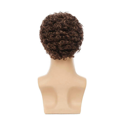 African Short Curly Wig for Men Curly Hair, Perfect for Men's Synthetic Wigs with Bangs