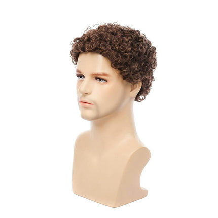 African Short Curly Wig for Men Curly Hair, Perfect for Men's Synthetic Wigs with Bangs