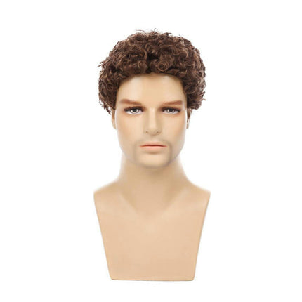 African Short Curly Wig for Men Curly Hair, Perfect for Men's Synthetic Wigs with Bangs