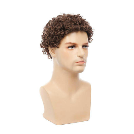 African Short Curly Wig for Men Curly Hair, Perfect for Men's Synthetic Wigs with Bangs