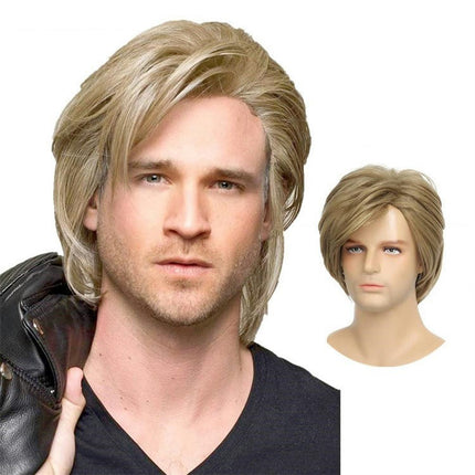 Short Wig Curly Mens Wigs with Bangs Synthetic Hair Natural Wigs for Men Daily Hair Wig