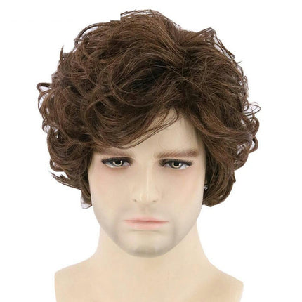 Short Wig Curly Mens Wigs with Bangs Synthetic Hair Natural Wigs for Men Daily Hair Wig