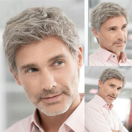 Short Wig Curly Mens Wigs with Bangs Synthetic Hair Natural Wigs for Men Daily Hair Wig