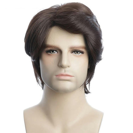 Short Wig Curly Mens Wigs with Bangs Synthetic Hair Natural Wigs for Men Daily Hair Wig