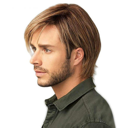 Short Wig Curly Mens Wigs with Bangs Synthetic Hair Natural Wigs for Men Daily Hair Wig