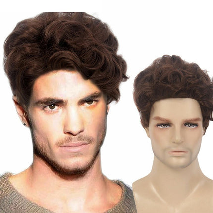 Short Wig Curly Mens Wigs with Bangs Synthetic Hair Natural Wigs for Men Daily Hair Wig