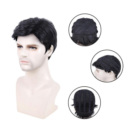 Natural Wigs for Men Daily Hair Wig Short Straight Synthetic Wigs with Hair Bangs for Men