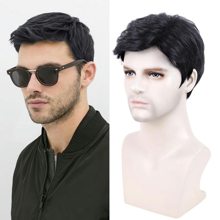 Natural Wigs for Men Daily Hair Wig Short Straight Synthetic Wigs with Hair Bangs for Men