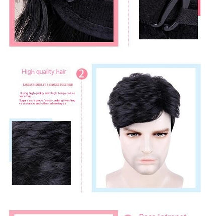 Natural Wigs for Men Daily Hair Wig Short Straight Synthetic Wigs with Hair Bangs for Men